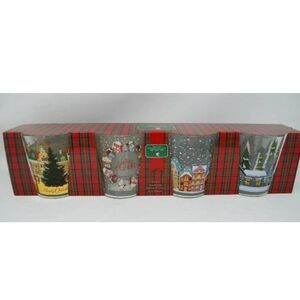 Winterberrie Lane Double Old Fashion Glasses Set of 4 Christmas Village NEW in O